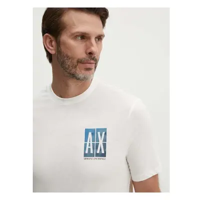 Bavlněné tričko Armani Exchange béžová barva, s aplikací, 3DZTJU ZJH4Z 94527578