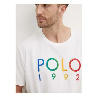 Bavlněné tričko Polo Ralph Lauren bílá barva, s aplikací, 710934742 93409033