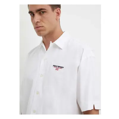 Bavlněná košile Polo Ralph Lauren bílá barva, relaxed, s klasickým 91845592