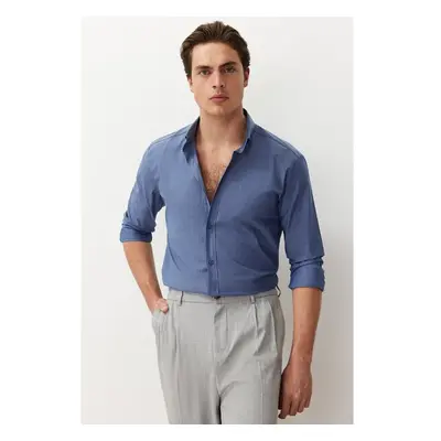 Trendyol Blue Slim Fit Summer Shirt 95689813