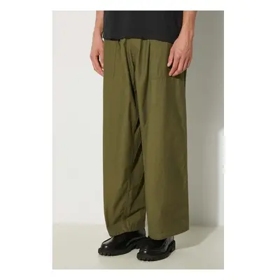 Bavlněné kalhoty NEIGHBORHOOD Wide Baker Pants zelená barva, 94156559