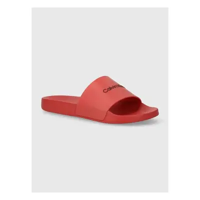 Pantofle Calvin Klein POOL SLIDE RUBBER pánské, červená barva, 90895049