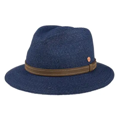 Luxusní nemačkavý modrý klobouk Fedora - ručně šitý, UV faktor 80 - 61503613