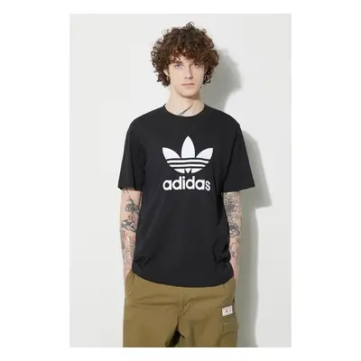 Bavlněné tričko adidas Originals Trefoil černá barva, s potiskem, 88332950