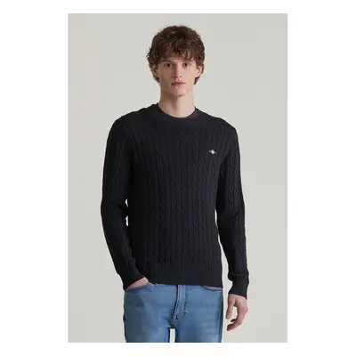 SVETR GANT COTTON CABLE C-NECK BLACK 96192057