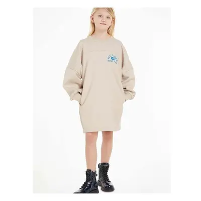 Dívčí šaty Tommy Hilfiger béžová barva, mini, oversize 84204201