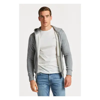 MIKINA GANT REG TONAL SHIELD FULL ZIP HOODIE GREY MELANGE 84605523