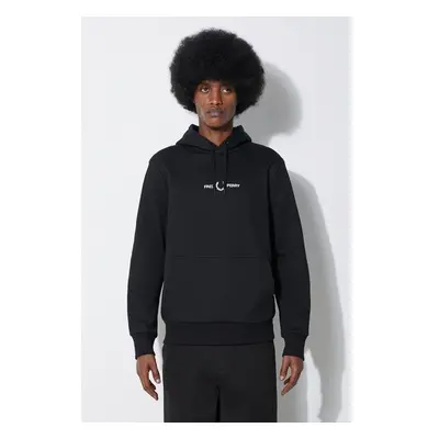 Mikina Fred Perry Double Graphic Hooded Sweat pánská, černá barva, s 92784929