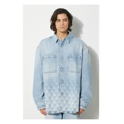 Džínová bunda Marcelo Burlon Laser Cross Dnm Overshirt pánská, 95691583