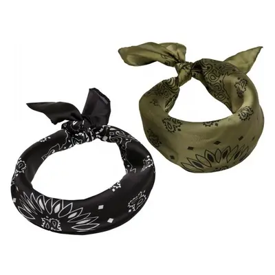 URBAN CLASSICS Satin Bandana 2-Pack - blk/olive 53444518