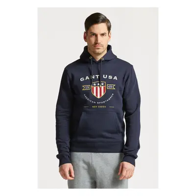 MIKINA GANT D1. BANNER SHIELD HOODIE EVENING BLUE 75576893