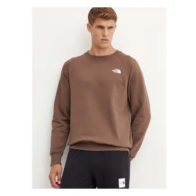 Mikina The North Face Raglan Redbox Crew pánská, hnědá barva, s 95223793