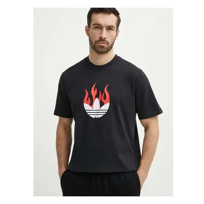 Bavlněné tričko adidas Originals Flames černá barva, s potiskem, 91407992