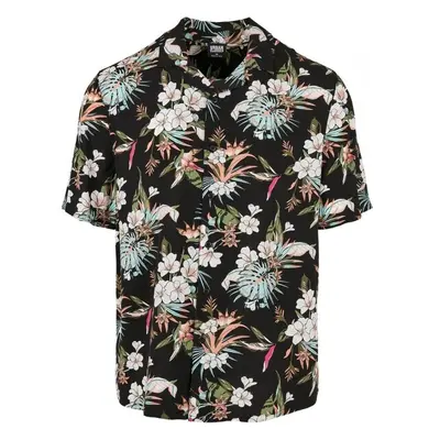 Pánská košile Urban Classics Viscose AOP Resort Shirt - blacktropical 73741943