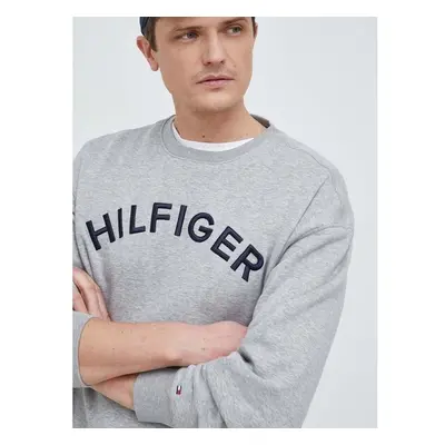 Mikina Tommy Hilfiger pánská, šedá barva, s aplikací 77143649