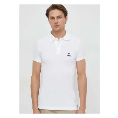 Bavlněné polo tričko United Colors of Benetton bílá barva, s aplikací 88780549