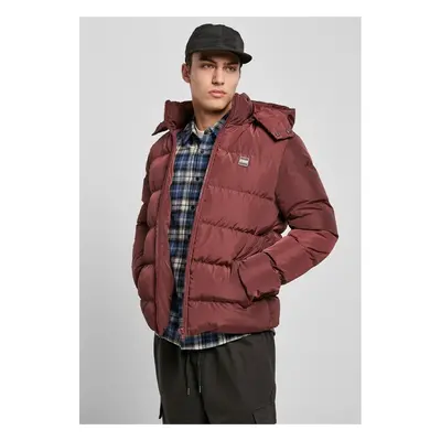 Urban Classics Bunda Puffer s kapucí třešňová 91355516