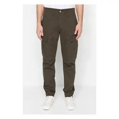 Trendyol khaki úzké cargo gabardénové kalhoty 91347157