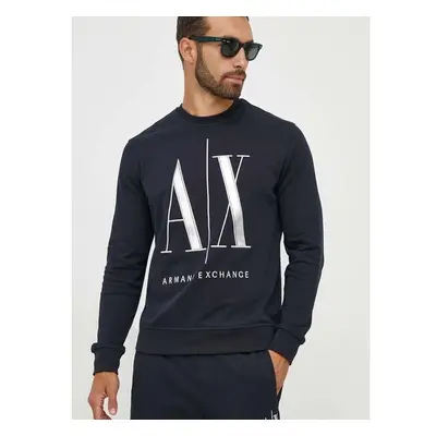 Bavlněná mikina Armani Exchange pánská, tmavomodrá barva, s aplikací 83716287