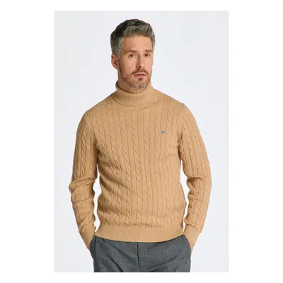 ROLÁK GANT COTTON CABLE TURTLE NECK KHAKI MEL 84606495