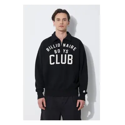 Bavlněná mikina Billionaire Boys Club Collared Half Zip Sweater černá 91782953