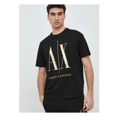 Bavlněné tričko Armani Exchange černá barva, s aplikací, 8NZTPQ ZJH4Z 76494126