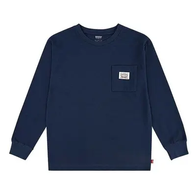 Dětská mikina Levis LONG SLEEVE POCKET TEE tmavomodrá barva, hladká, 96045227