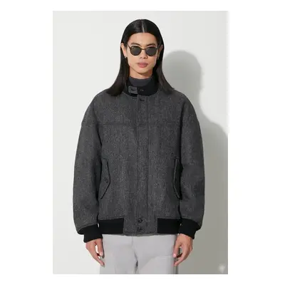 Vlněná bomber bunda Baracuta Herringbone Derby Jacket šedá barva, 86772478