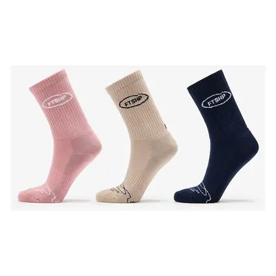 FTSHP Ponožky Footshop Basic Crew Socks 3-Pack Navy/ Acru/ Pink 36-38 93875834