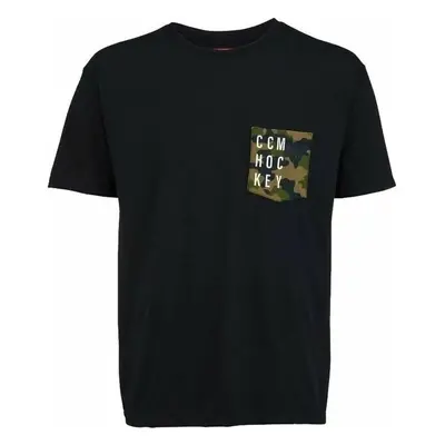 Pánské tričko CCM CAMO POCKET S/S TEE Black L 91717876