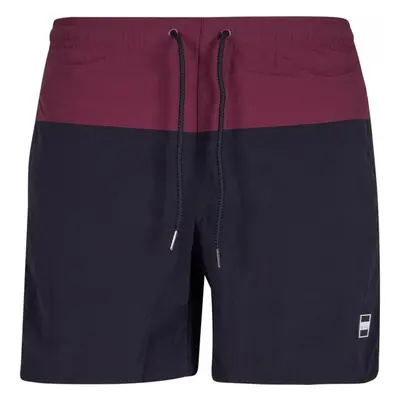 Pánské koupací kraťasy Urban Classics Block Swim Shorts - cherry/black 80998173