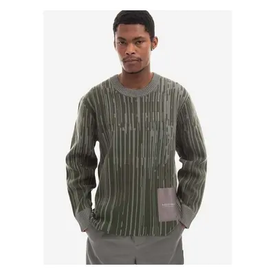 Vlněný svetr A-COLD-WALL* Two-Tone Jacquard Knit zelená barva, 89697832