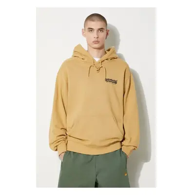 Bavlněná mikina Carhartt WIP Hooded Stamp Sweat pánská, béžová barva, 95192937