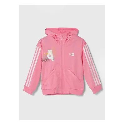 Dětská mikina adidas x Disney růžová barva, s kapucí, s potiskem 90517643