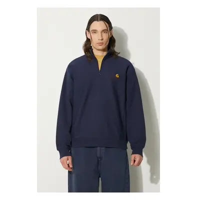 Mikina Carhartt WIP Half Zip American Script Sweat pánská, tmavomodrá 95192852