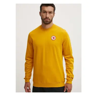 Bavlněná mikina Fjallraven 1960 Logo Badge Sweater pánská, žlutá barva 86605023