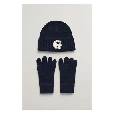 SET ČEPICE A RUKAVICE GANT G BADGE BEANIE & GLOVES GIFT SET MARINE 87430308