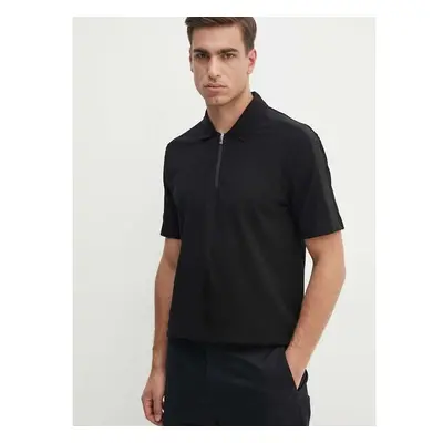 Bavlněné polo tričko Armani Exchange černá barva, s aplikací, 6DZFLC 95223556