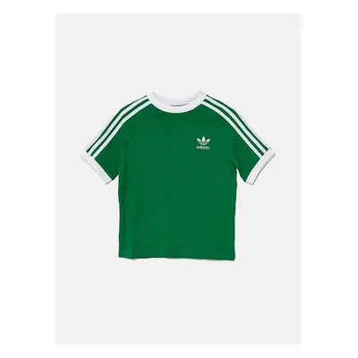 Dětské bavlněné tričko adidas Originals 3STRIPES TEE zelená barva, 95717117