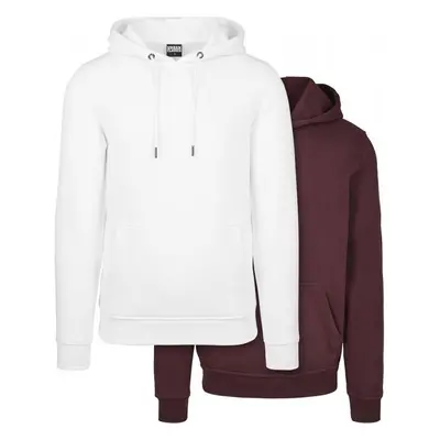 URBAN CLASSICS Basic Sweat Hoody 2-Pack - white+redwine 66066481