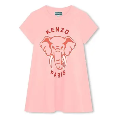 Dětské bavlněné šaty Kenzo Kids růžová barva, mini 89453716