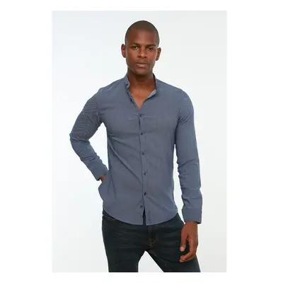 Trendyol Navy Blue Mens Slim Fit Large Collar Shirt 91276059