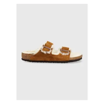 Dětské semišové pantofle Birkenstock hnědá barva 82640803