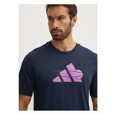 Tréninkové tričko adidas Performance tmavomodrá barva, s potiskem, 94364977