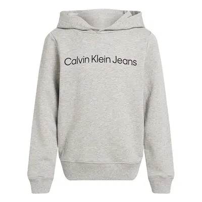 Dětská bavlněná mikina Calvin Klein Jeans šedá barva, s kapucí, s 94305853