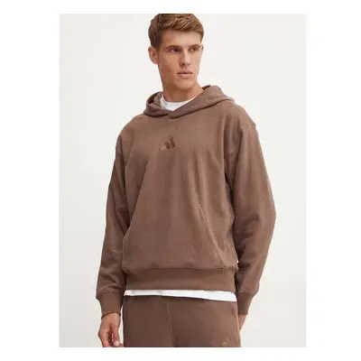 Mikina adidas All SZN pánská, hnědá barva, s kapucí, s aplikací, 95325983