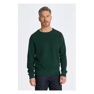 MIKINA GANT WAFFLE TEXTURE C-NECK TARTAN GREEN 84606087