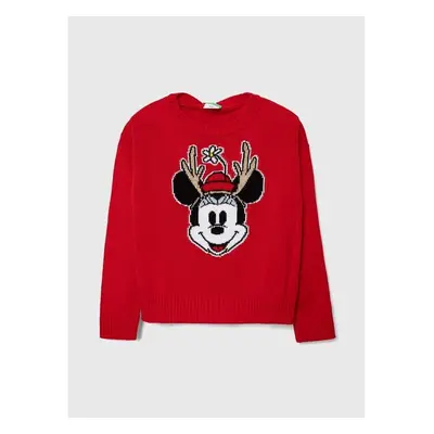 Dětský svetr United Colors of Benetton x Disney červená barva, lehký 87726918