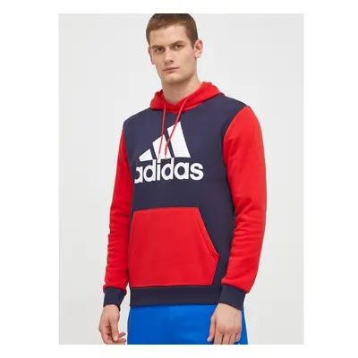 Mikina adidas pánská, červená barva, s kapucí, vzorovaná, IL5656 88029517