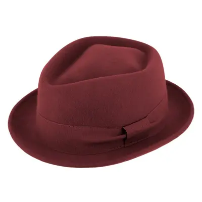 Trilby klobouk vlněný Fiebig - bordó s bordó stuhou - Diamond Woolfelt 102232155